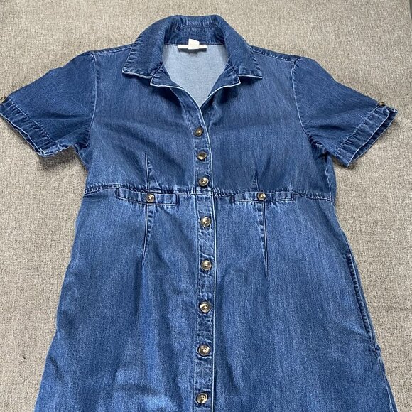 Vintage Appleseeds PETITES Button Up Maxi Denim Dress Women's 6P Blue Casual - Picture 6 of 13